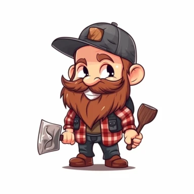 happy cute Lumberjack face, cartoon, clipart, mascot, isolated on white background