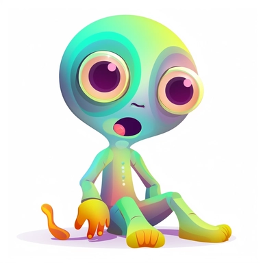 cute cartoon alien, colorful, in the style of george ault, clipart, white background