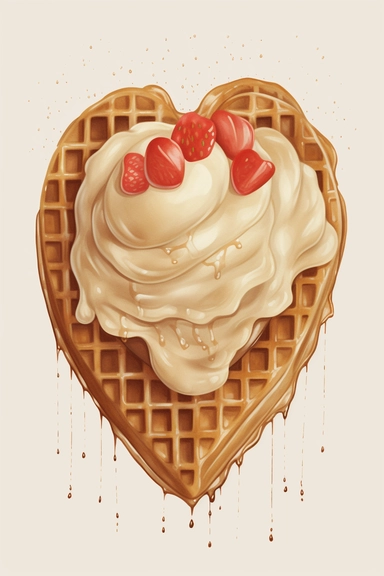 a heart-shaped viennese waffle that is perfect for special occasions. for valentines day, holidays, romantic situations, notebooks, notepads, posters.. clip art, scrapbook, clip art, painting, postcard, valentine, beige, print, romantic, poster, party, piece, arrangement, sweetheart, happy birthday