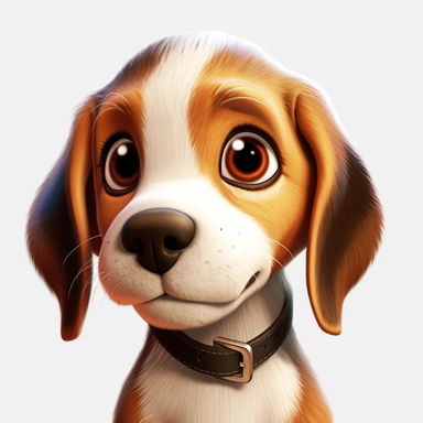 Beagle puppy, Closeup Portrait, Clipart, Digital art, kawaii, disney style, Pixar, hyperdetailed, 1080p, Ultra-HD no background