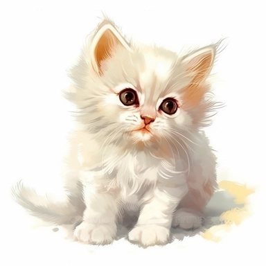cute cartoon cat kitten small adorable furry white background clipart