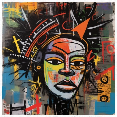 African rhythms pulse through the strokes of Basquiat's brush, giving life to a Black Woman Clipart in vibrant hues. Afro girl, crowned in glory, emerges from the canvas, her natural hair a testament to ancestral pride. In the hand-drawn art style of Basquiat's legacy, an African American Girl takes center stage, exuding strength and resilience. Each line, highly detailed, weaves a narrative of empowerment and beauty, celebrating the richness of heritage. This Printable Art invites you to embrac
