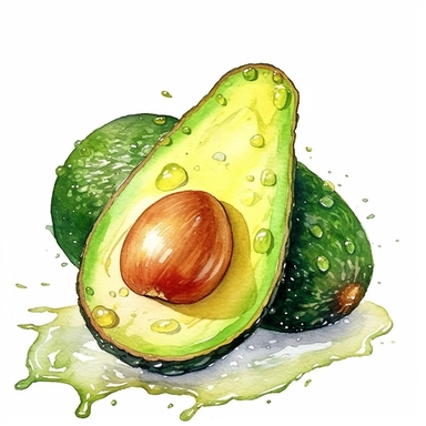 watercolor clipart of avocado