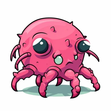 2d pink bubblegum crab zombie monster mutant on white background drawing in microsoft paint , no shadow, flat picture, clipart