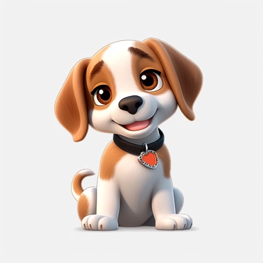 Beagle puppy, Clipart, Digital art, kawaii, disney style, hyperdetailed, 1080p, Ultra-HD no background