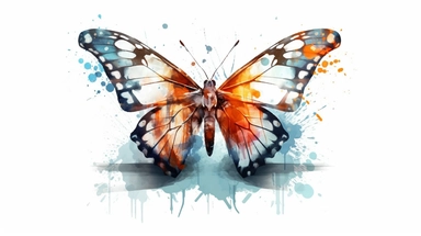 one butterfly colorful on a white background, in the style of florian nicolle, realistic clipart, serge marshennikov, orange, fantastical creatures, sky-blue and maroon, conceptual painting, no watermark, text,,professional lighting,cinematic lighting, long shadows, saturated contrast, hyperdetailed,32k,v--5.0