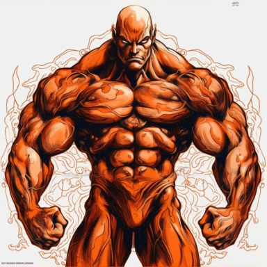 muscle+man , highly detailed,flame orange,clipart.
