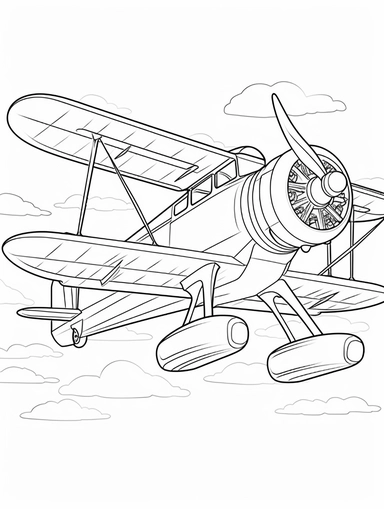 light airplane coloring book line art, coloring page line art, black clipart for coloring page, simple and clean line art, illustration style,