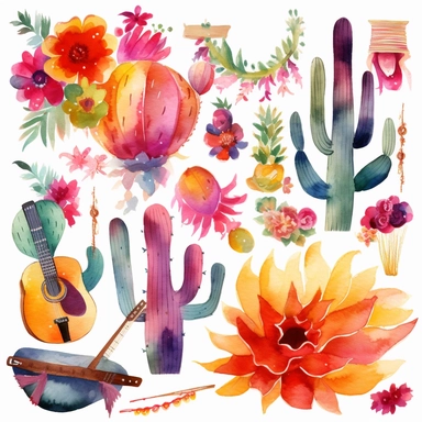 watercolor clipart fiesta
