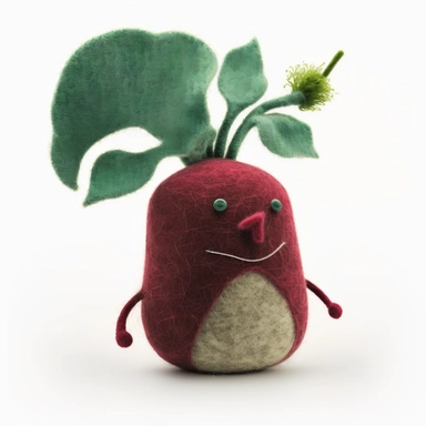 felted beet whimsical character on white background clipart
