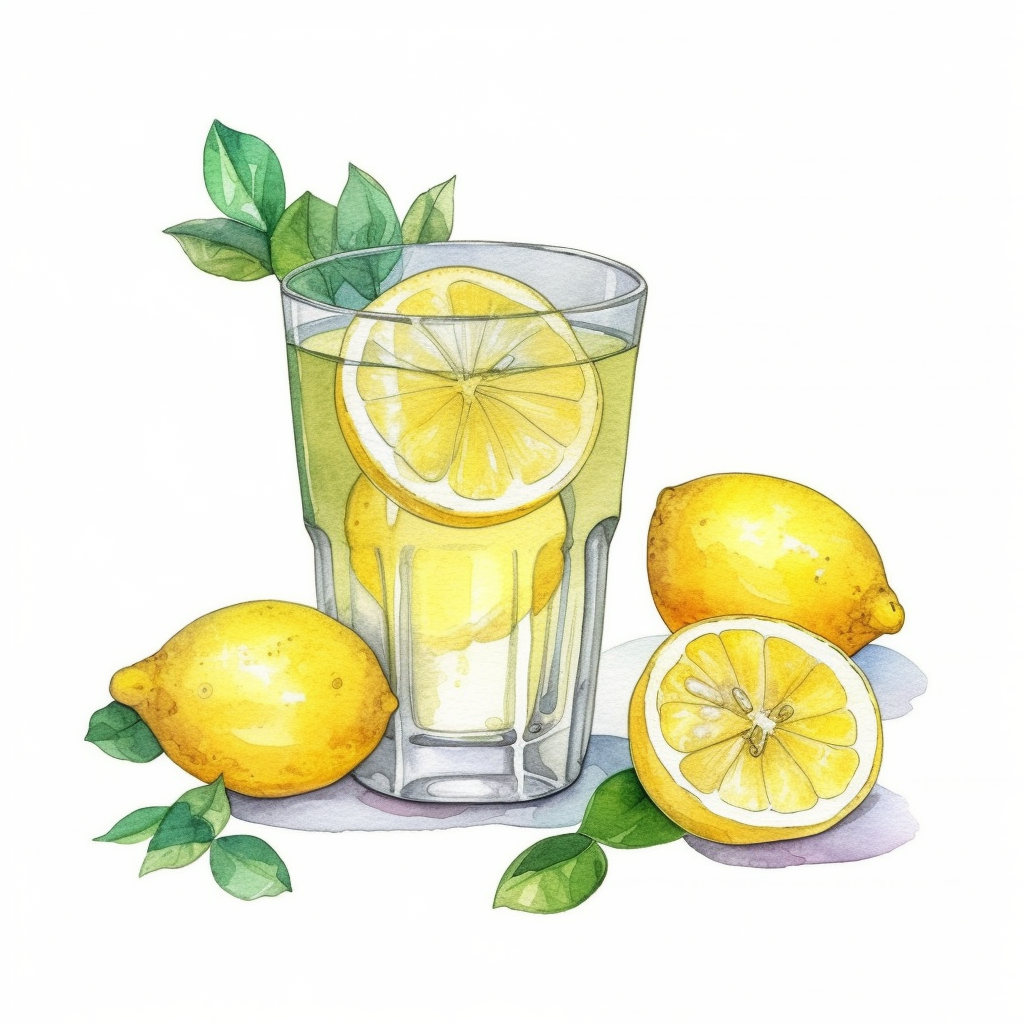 Lemon juice Watercolor Clipart, illustration style, on white background ...