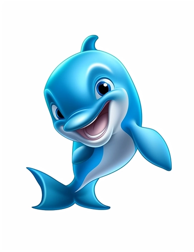 cute daulphin character, adorable, vector, png, clipart, 3D, poster art, white background,