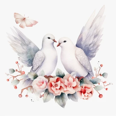 watercolor collection clipart love doves cute romantic white no background