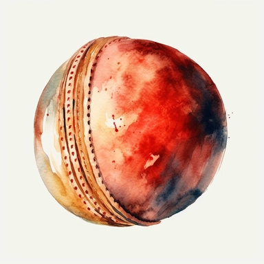 cricket ball, watercolour, clipart