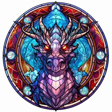 clipart on white background, stained glass dragon, i cant believe how beautiful this is, fantasycore, dragoncore, mysticalcore