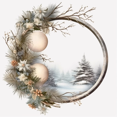 stunning christmas frame made of snowy branches , beautiful Christmas clipart, soft faded colors, beautiful watercolor art by Marjolein Bastin, Thomas Kinkade, Carl Larsson, Norman Rockwell, Susan Wheeler