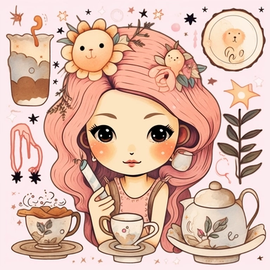 cafe Kawaii ClipArt Bundle, cafe Lindo, Astrología, Digital, Transparente, Sublimación