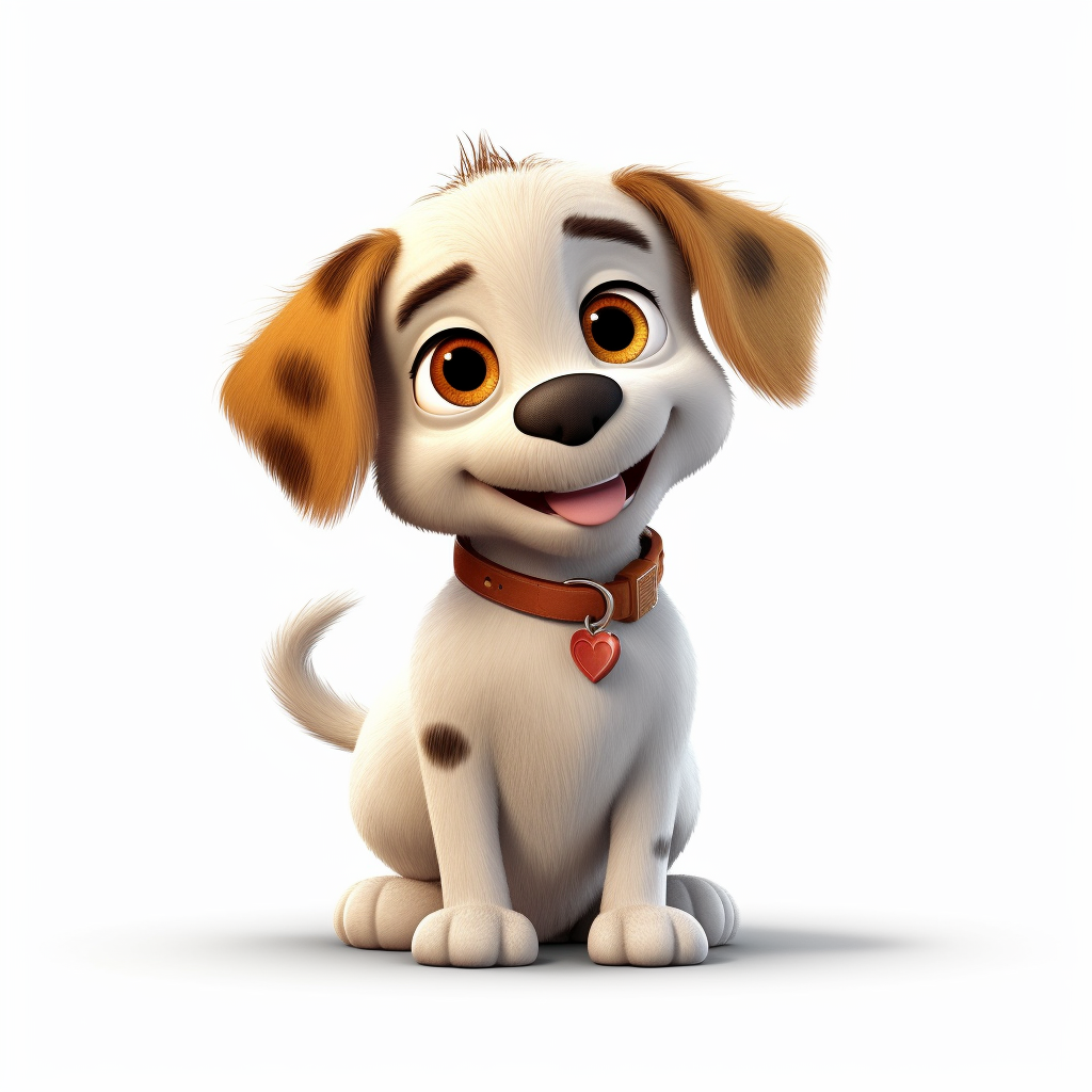 an adorable cute happy puppy dog with big puppy eyes, 3D image, full ...