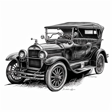 1920's automobile, clipart, white background