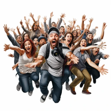 high def photograph clipart vector image with plain white background of a hyper realistic high definition photograph of a flash mob. extremely detailed. 35mm lens. 8k. Ultra HD.
