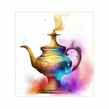 Magic Lamp Watercolor Sublimation Clipart, Clipart, white background, no watermark, no text, no word,