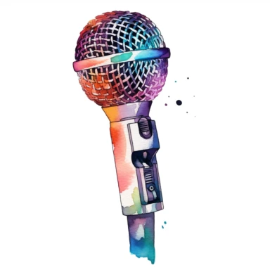 microphone clipart, watercolor