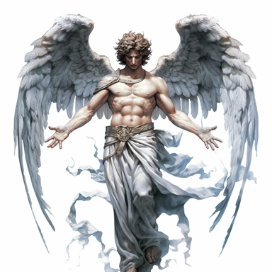 Angel Michael - The Right Hand of God, and embodiment of Humility, clipart, full hd, detailed, eldritch form, epic, cinematic, white background