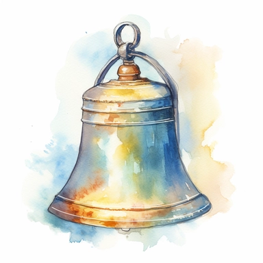 Prompt for clipart on the theme School Bell. Watercolor effect. To be of the highest quality, with great detail, clear outlines and lines, delicate and pastel colors, elegant and beautiful. The background should be white.