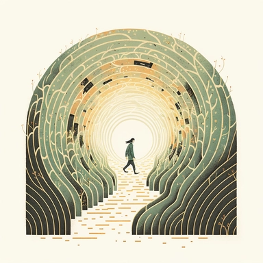 in the style of Ryo Takemasa, xuan loc xuan, Lisa Audit, Anastasia Suvorova, Jon Klassen, greg tocchini, separated isolated single of tunnel gateway leading into a maze of time loop, white background, anemoia, spooky, intricate, urbancore, cozy, vector, clipart, elaborate, hypnotized, limpid, well composed, vibrant color tone, trending on artstation, elaborate, cinematic lighting, vibrant colors, high definition