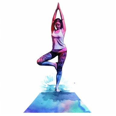 watercolered Yoga mat Clipart, white background