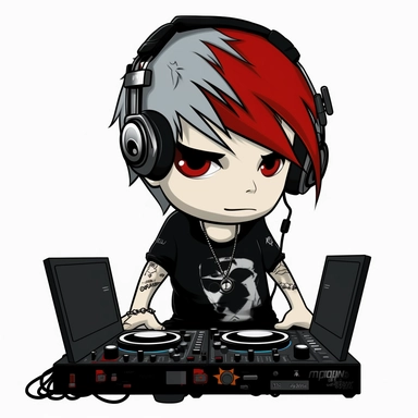 cartoon animated emo style dj white background clipart