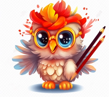 a cute owl in a graduation cap holding a pencil and a notebook transparent background png clipart, in the style of light orange and light crimson, colorful muralist, chalk, optical, richard doyle, toyen, hand-drawn animation