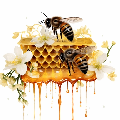 Spring Garden Bee and Honey Drips Clipart