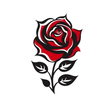red rose flower silhouette vector flat simple identification symbol white backround white background minimalistic clipart png svg