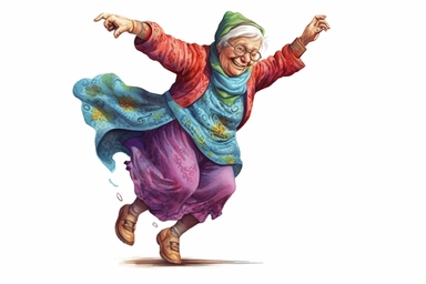 dancing grandma, clipart watercolor