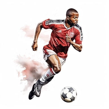 Award winning hyper detail watercolour, football player, white background, clipart