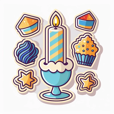 vector sticker design, Hanukkah clipart, white background, flat colors