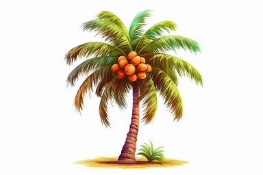 Beautiful coconut tree clipart, vector illustration, HD, no text, no watermark