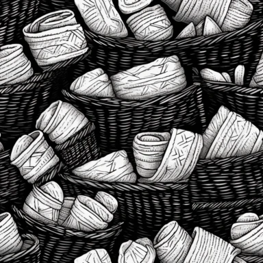 black and white folded linen in laundry basket clipart, black background