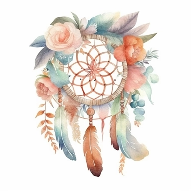 cute watercolor newborn boho dream Catcher, isolated white background, babyshower clipart, 8k, soft multicolor boho colors