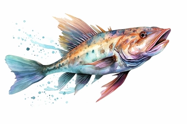 Watercolor, Electric Catfish Fish, clipart, hd, on a white background, spaced out