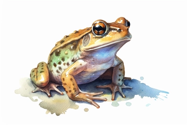 Watercolor, Common Frog Amphibian, clipart, hd, on a white background, spaced out