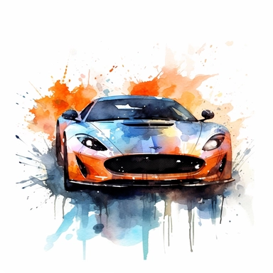 watercolor, sport car, clipart