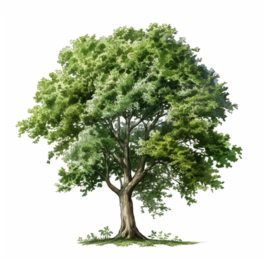 Ash woodland tree clipart isolated white background