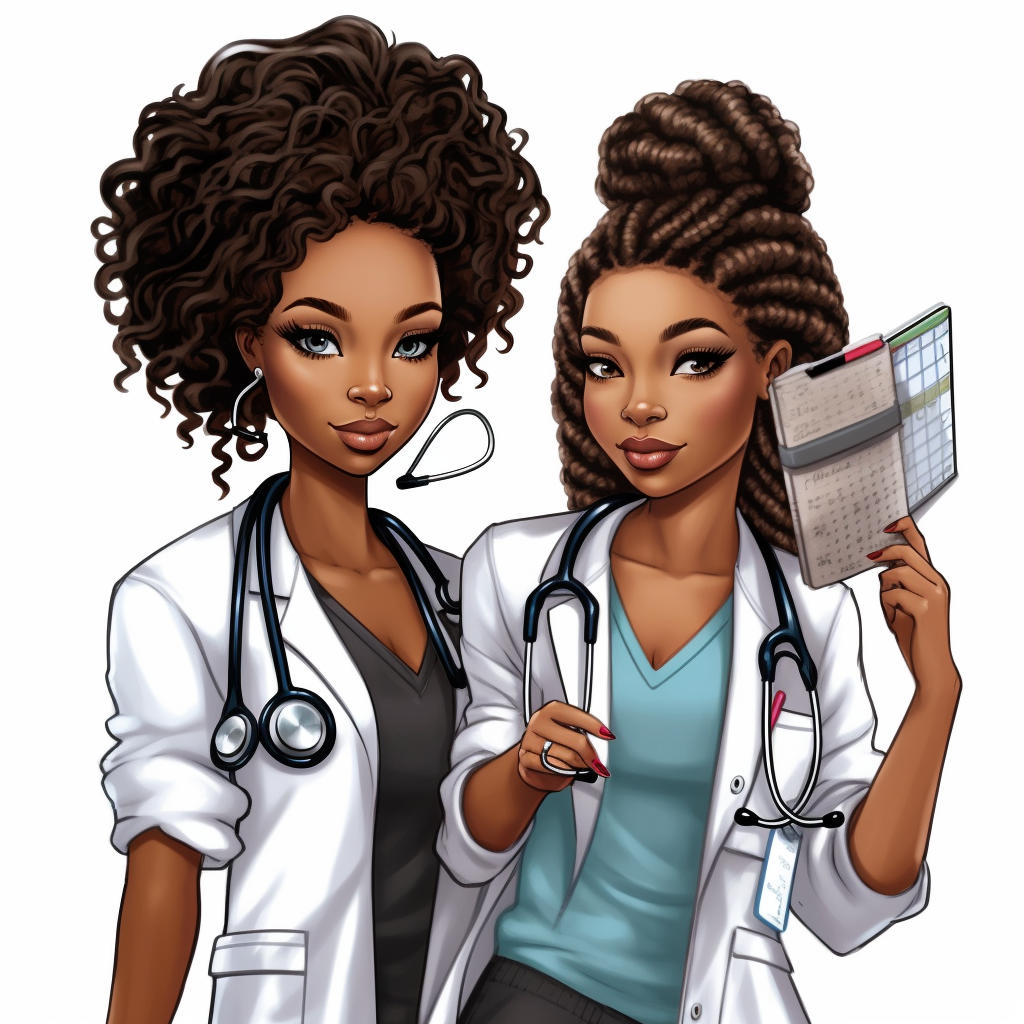 2 girls per grid, Nurses, lab coats, Black Girl Magic, Beautiful ...