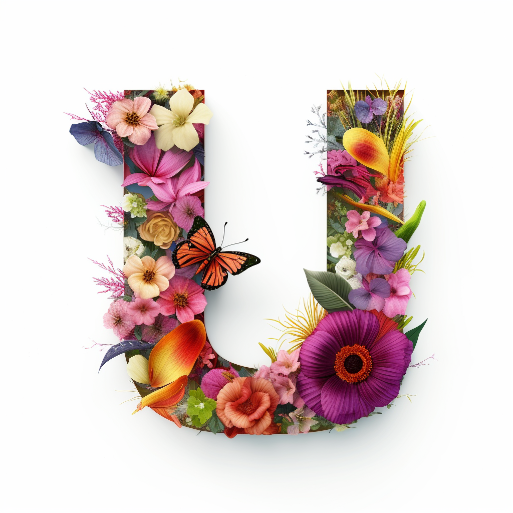 Letter U, Flower & Butterfly Alphabet, Cliparts, white background - Clip  Art Library