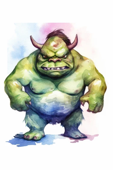 ogre watercolor clipart cute isolated on white background