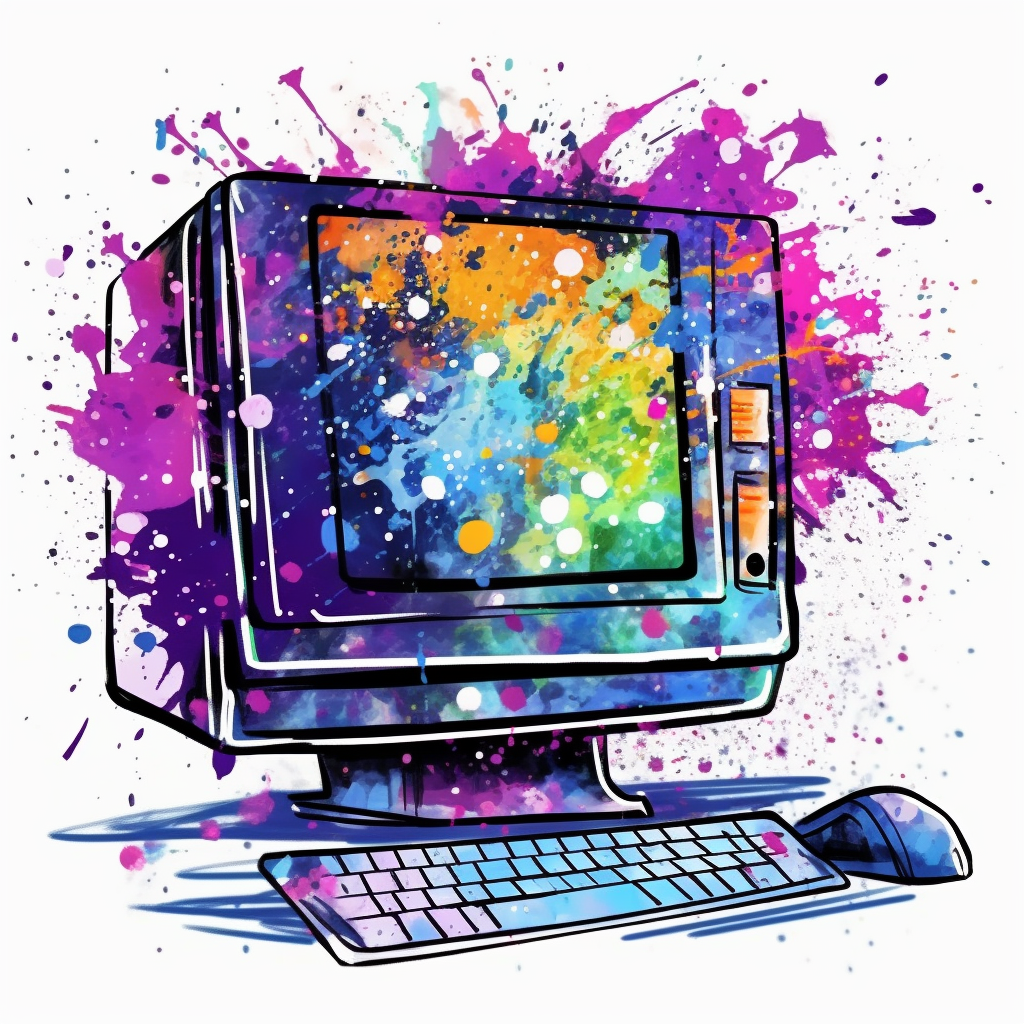 studio logo of programming colorful code getting out of a computer's ...