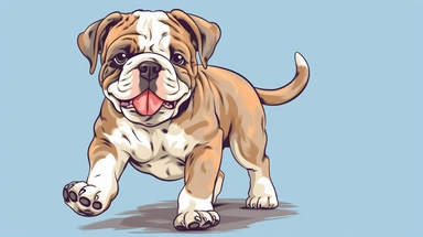 happy cute baby Old English Bulldog dog , full body, hand draw Illustration clipart, 4K, extremely detailed 8k, UHD,
