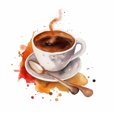 Clipart de bebida de café de acuarela. Ilustraciones de taza de café. Logotipo de café con el logotipo de café clip art imprimible. Cafetería clipart de bebidas capuchino